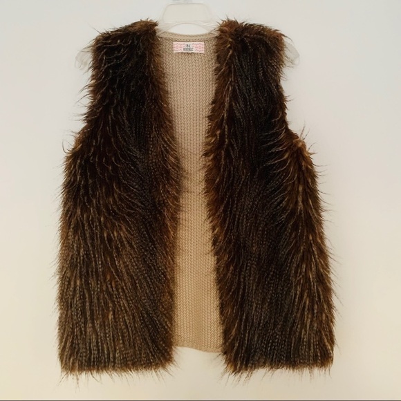 PINK republic BOHO MOD sweater faux fur vest - Picture 3 of 9